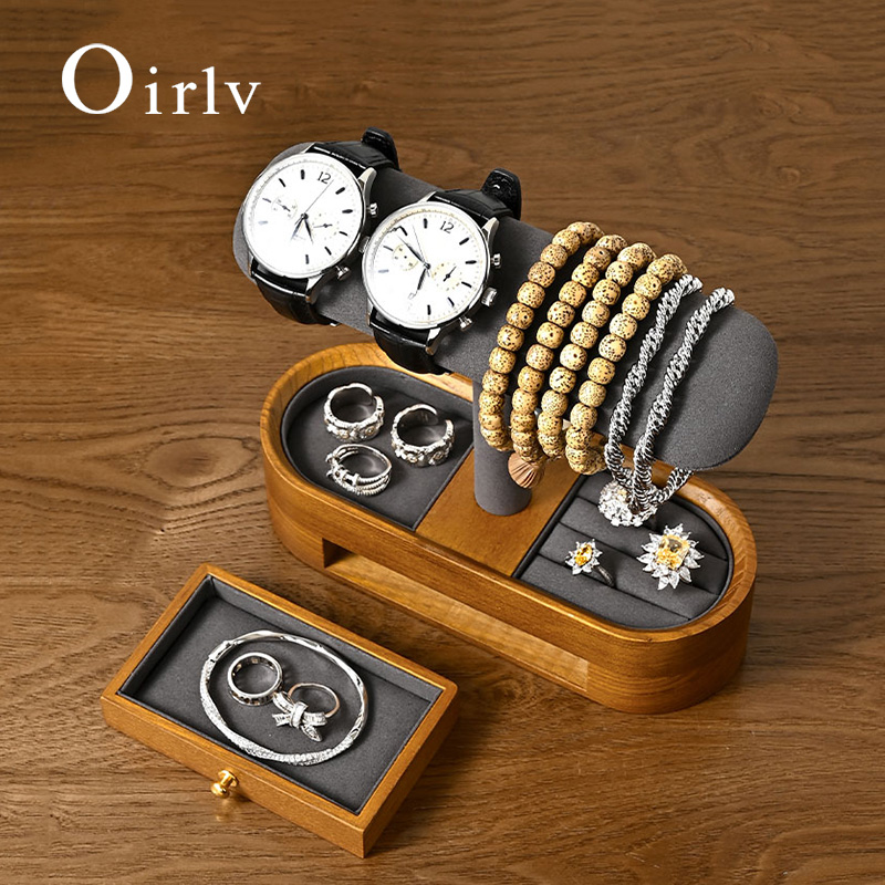 Men'S Accessories Drawer Organizer - Oirlv Solid Wood Watch Organizer Shelf