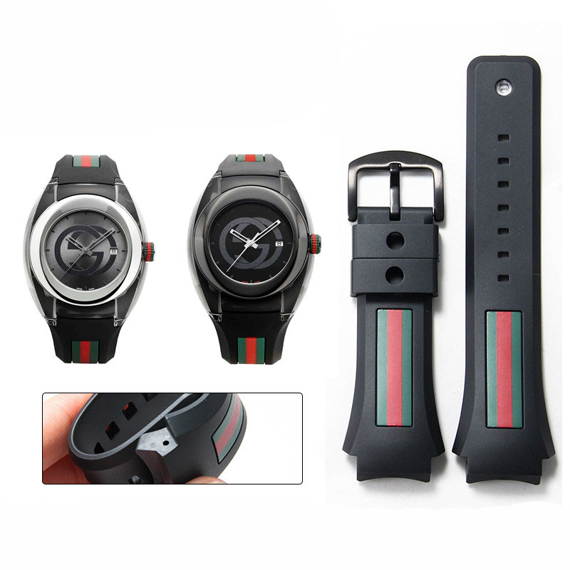 Men'S Accessories Gucci - For Gucci YA137/YA137107A Rubber Watch Strap