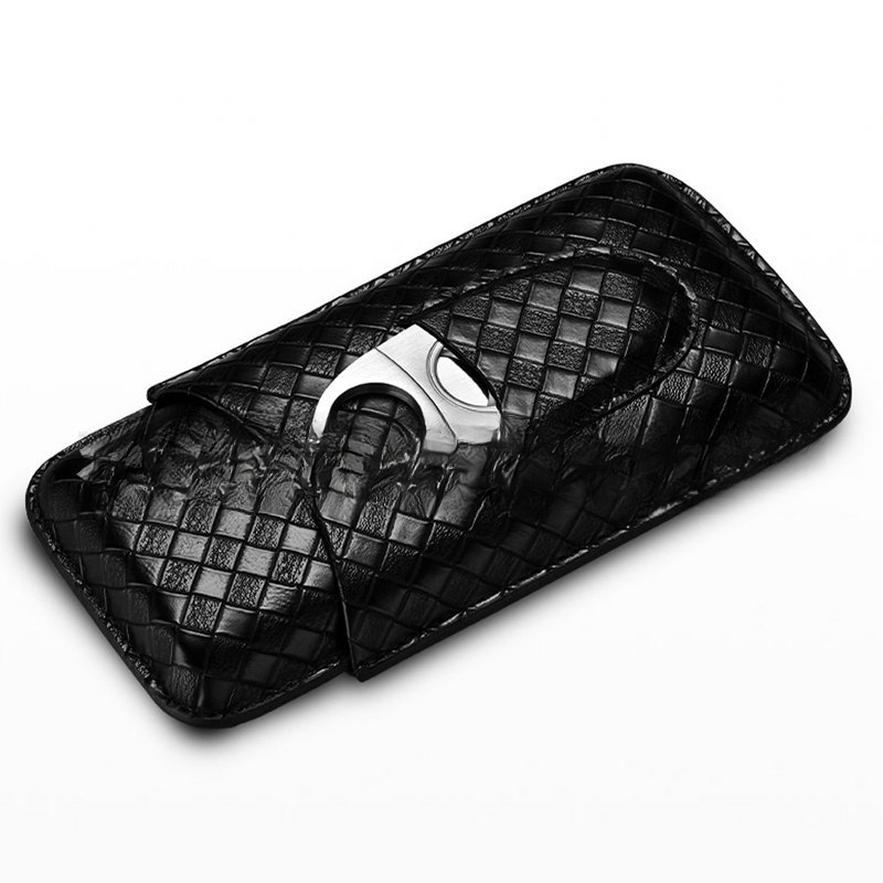 3 Pcs Leather Cigar Case Gift  - Cigar Cutter Set ulasan dan harga