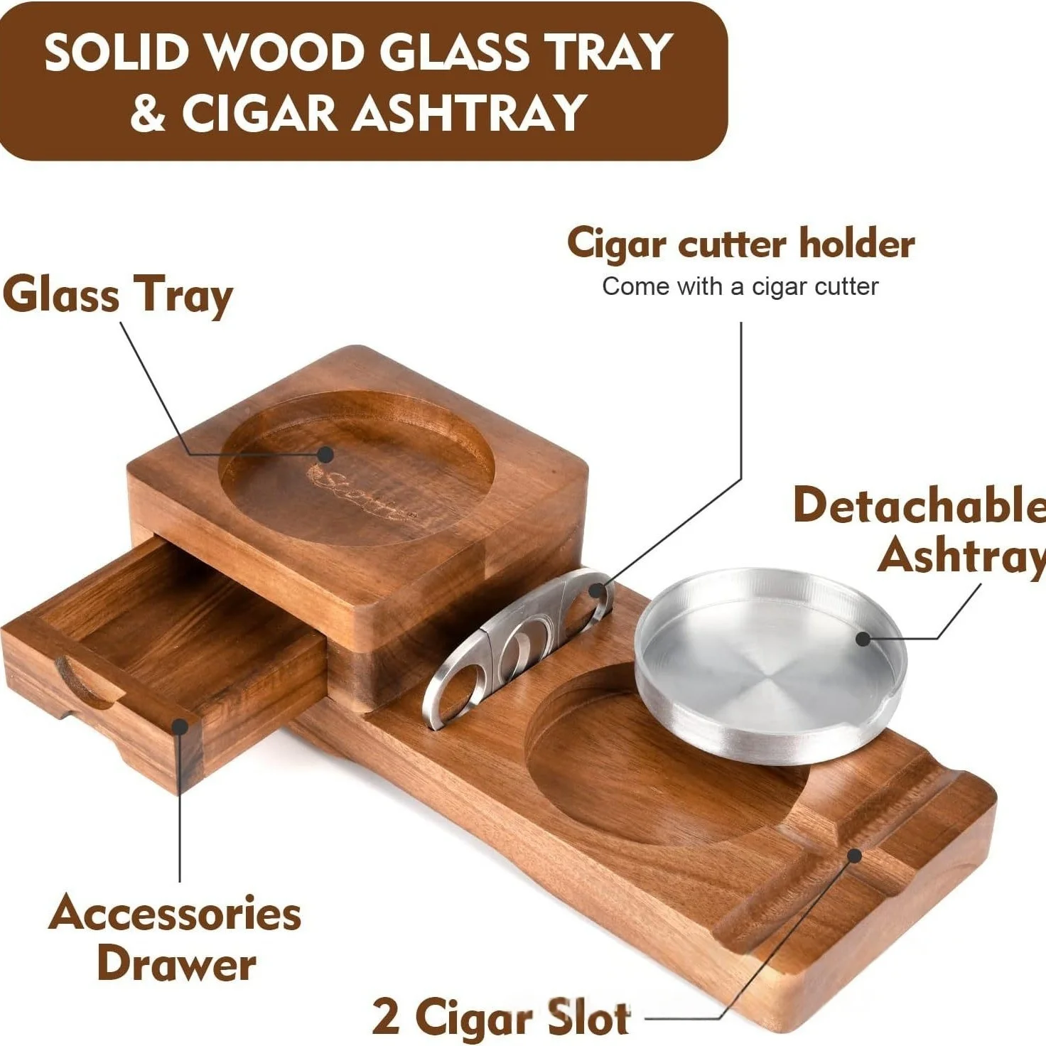 Luxury Cigar Accessories Box w - Cigar Cutter Set ulasan dan harga