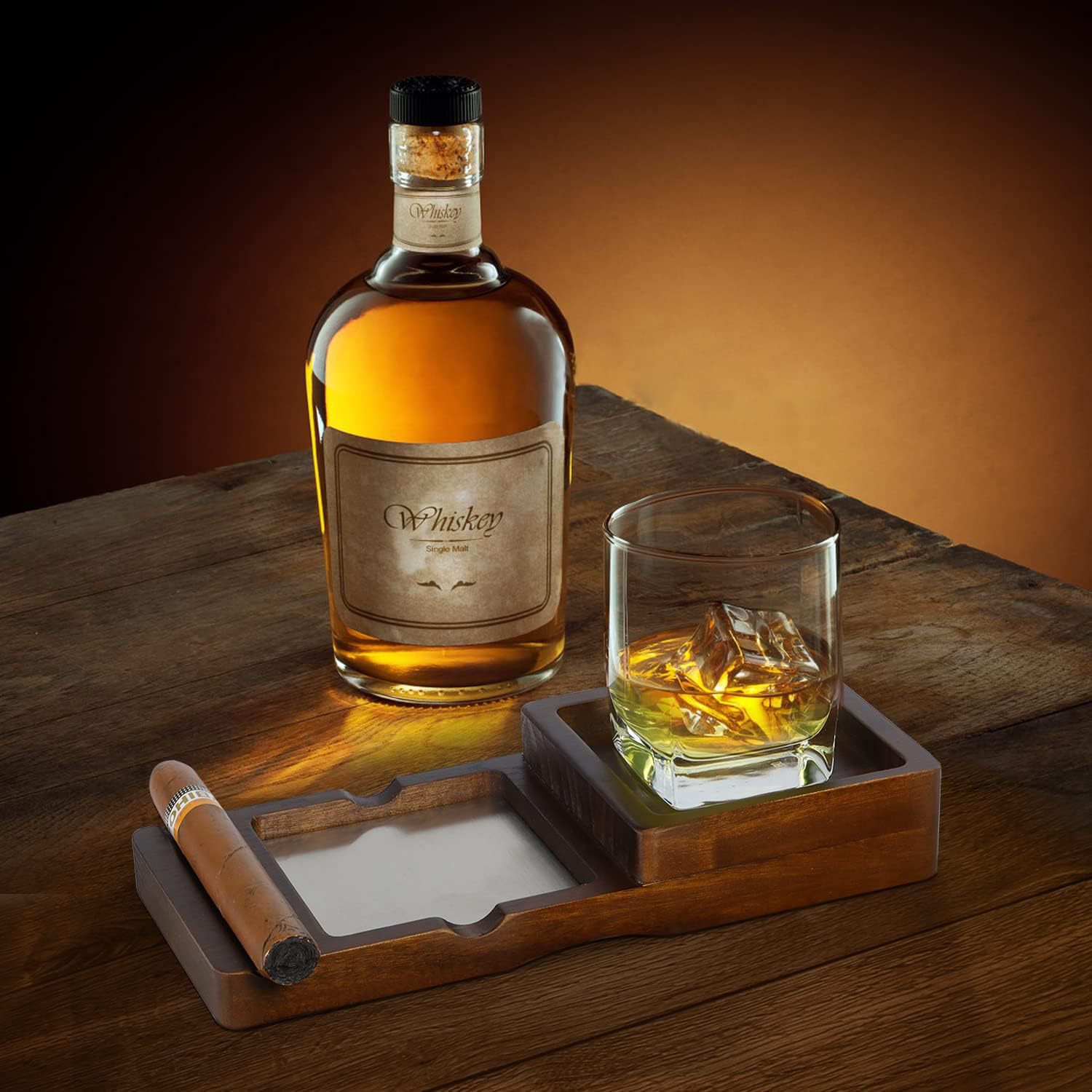 Solid Wood Cigar Ashtray Tray  - Cigar Cutter Set ulasan dan harga