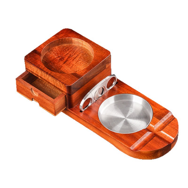 Solid Wood Cigar Ashtray Tray  - Cigar Cutter Set ulasan dan harga